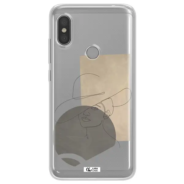 The Lady In The Hat Line Art Xiaomi Redmi Note 6 Pro Clear TPU Case