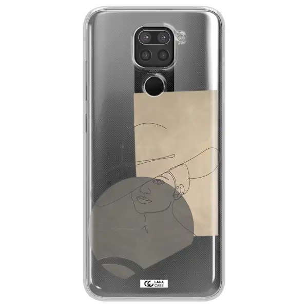 The Lady In The Hat Line Art Xiaomi Redmi Note 9 Clear TPU Case
