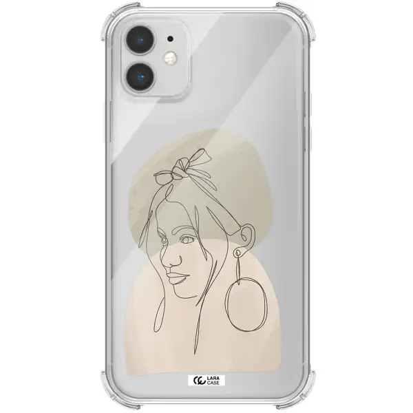 Abstract Female Face Line Art Apple iPhone 11 Clear PC Case