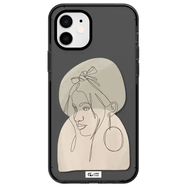 Abstract Female Face Line Art Apple iPhone 11 impact Smoke Black Case