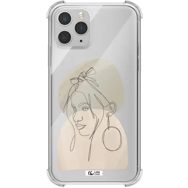 Abstract Female Face Line Art Apple iPhone 11 pro max Clear PC Case