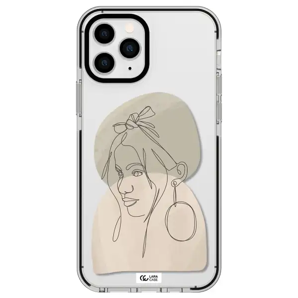 Abstract Female Face Line Art Apple iPhone 11 pro max impact black border Case