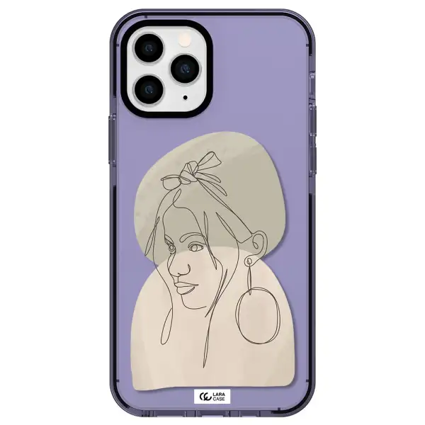 Abstract Female Face Line Art Apple iPhone 11 pro max impact Lilac Case
