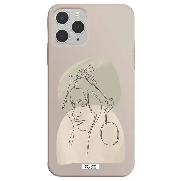 Abstract Female Face Line Art Apple iPhone 11 pro max Silicone Stone Case