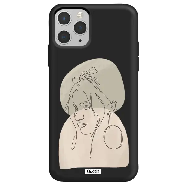 Abstract Female Face Line Art Apple iPhone 11 pro Silicone black Case