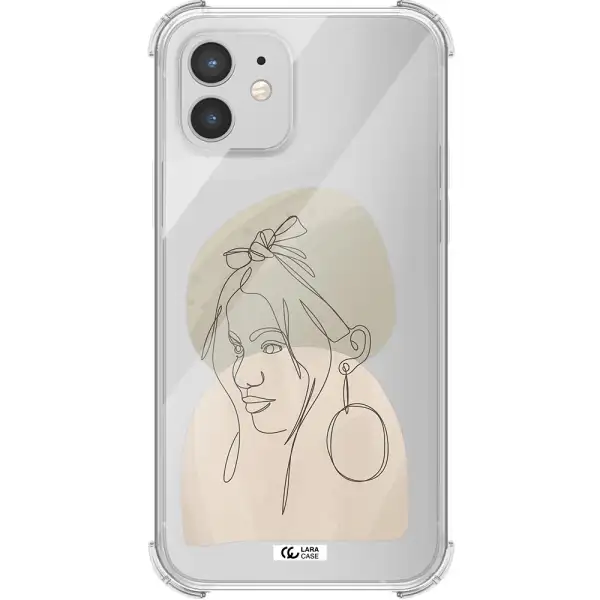 Abstract Female Face Line Art Apple iPhone 12 mini Clear PC Case