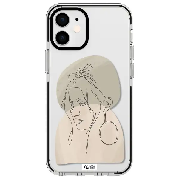 Abstract Female Face Line Art Apple iPhone 12 mini impact black border Case