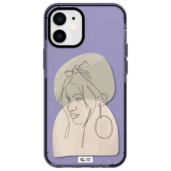 Abstract Female Face Line Art Apple iPhone 12 mini impact Lilac Case