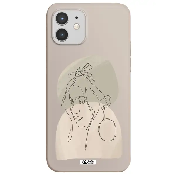 Abstract Female Face Line Art Apple iPhone 12 mini Silicone Stone Case