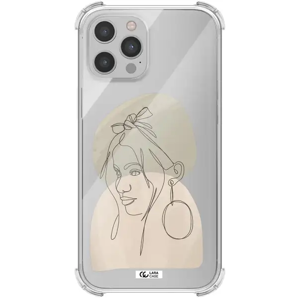 Abstract Female Face Line Art Apple iPhone 12 pro Clear PC Case