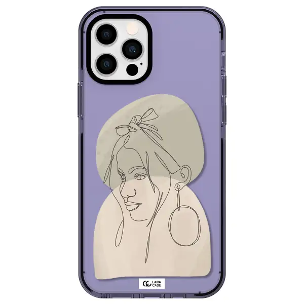 Abstract Female Face Line Art Apple iPhone 12 pro impact Lilac Case