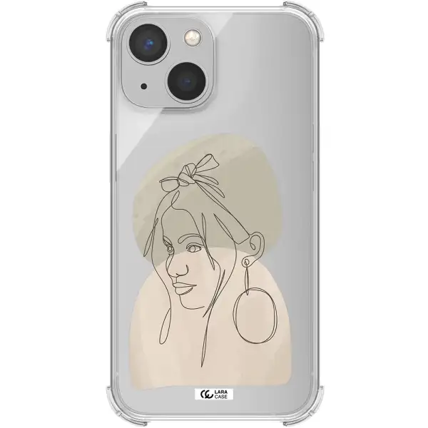 Abstract Female Face Line Art Apple iPhone 13 Clear PC Case