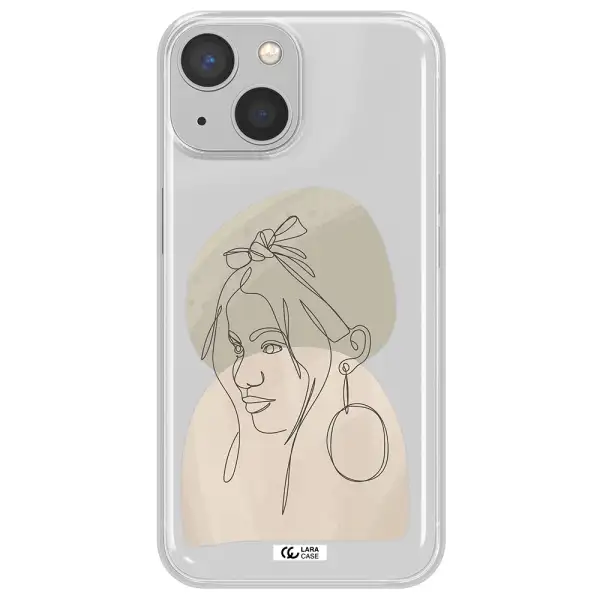 Abstract Female Face Line Art Apple iPhone 13 Clear TPU Case