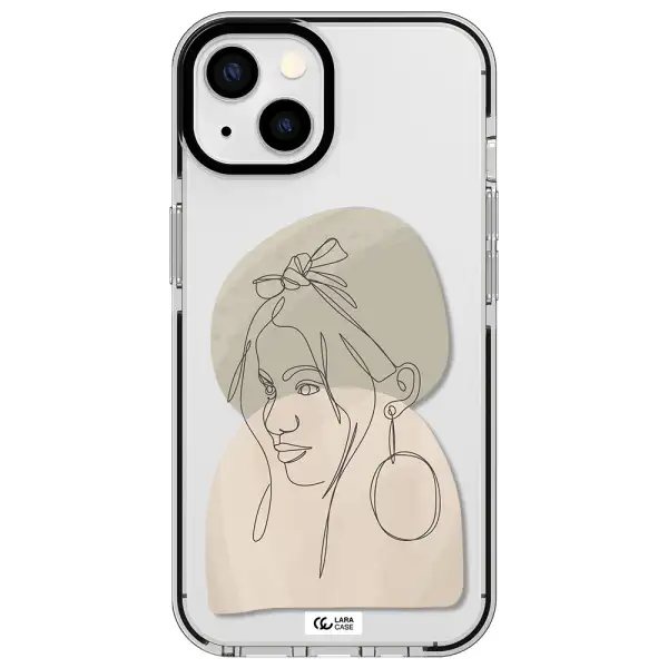 Abstract Female Face Line Art Apple iPhone 13 impact black border Case