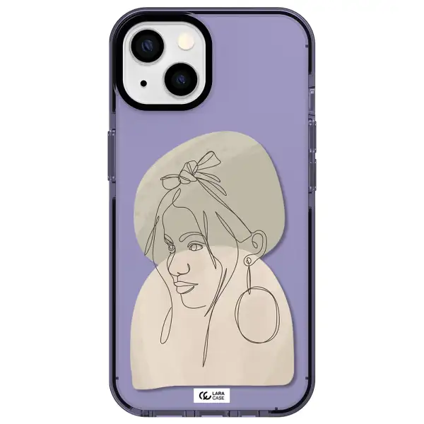 Abstract Female Face Line Art Apple iPhone 13 impact Lilac Case