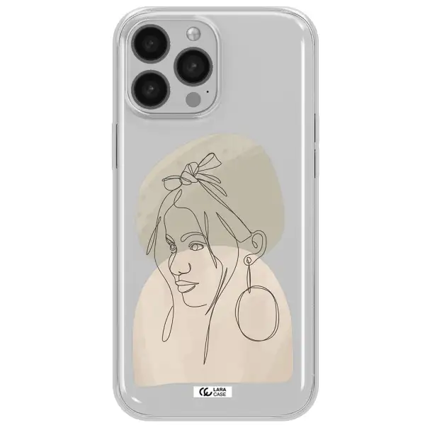 Abstract Female Face Line Art Apple iPhone 13 Pro Clear TPU Case