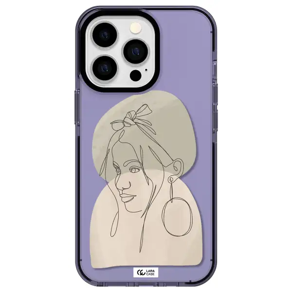 Abstract Female Face Line Art Apple iPhone 13 Pro impact Lilac Case
