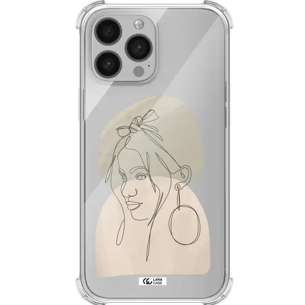 Abstract Female Face Line Art Apple iPhone 13 Pro Max Clear PC Case