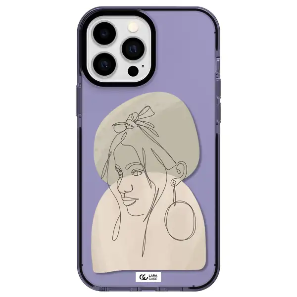 Abstract Female Face Line Art Apple iPhone 13 Pro Max impact Lilac Case