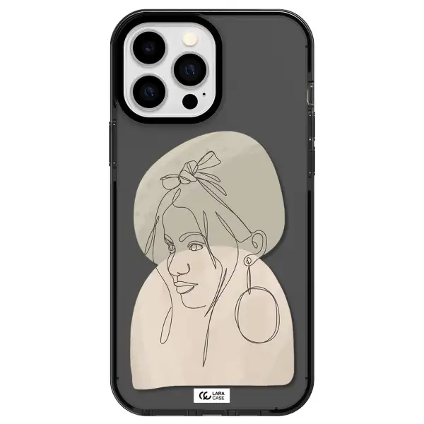 Abstract Female Face Line Art Apple iPhone 13 Pro Max impact Smoke Black Case