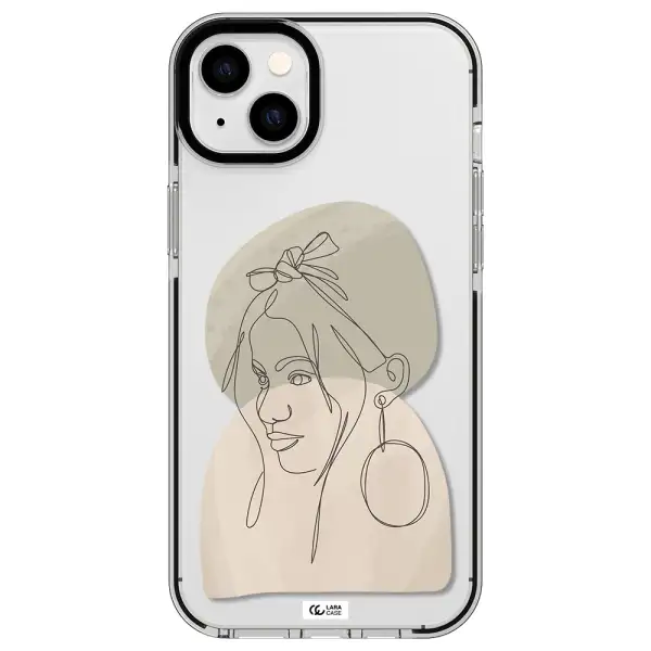 Abstract Female Face Line Art Apple iPhone 14 plus impact black border Case