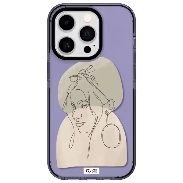 Abstract Female Face Line Art Apple iPhone 14 pro impact Lilac Case