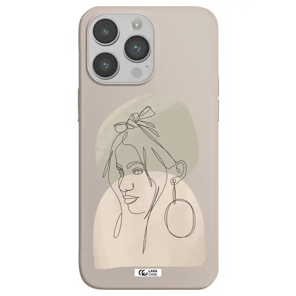Abstract Female Face Line Art Apple iPhone 14 pro max Silicone Stone Case