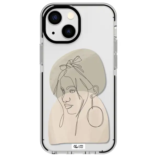 Abstract Female Face Line Art Apple iPhone 15 impact black border Case