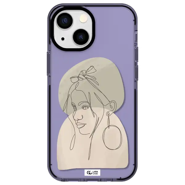 Abstract Female Face Line Art Apple iPhone 15 impact Lilac Case