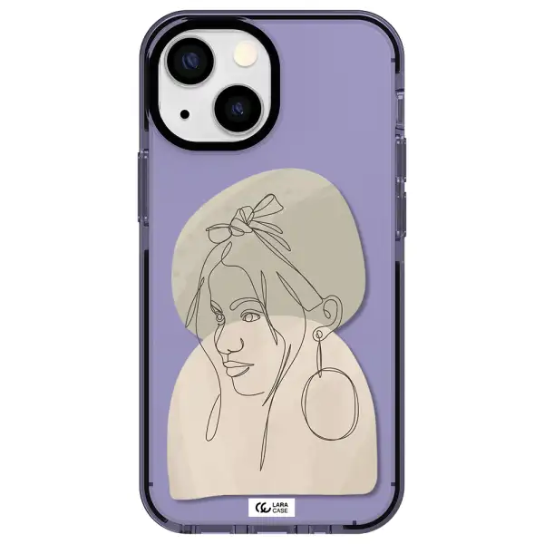 Abstract Female Face Line Art Apple iPhone 15 Plus impact Lilac Case