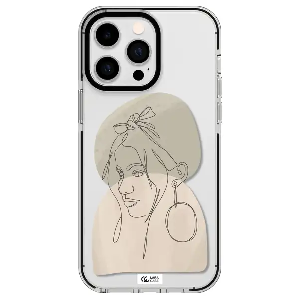 Abstract Female Face Line Art Apple iPhone 15 Pro Max impact black border Case