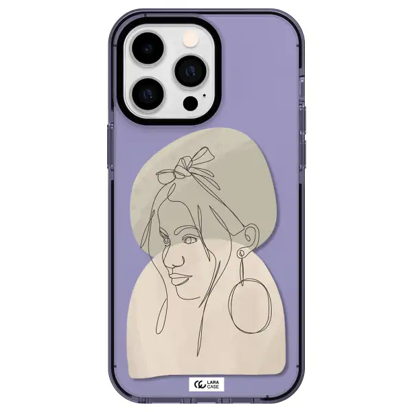 Abstract Female Face Line Art Apple iPhone 15 Pro Max impact Lilac Case