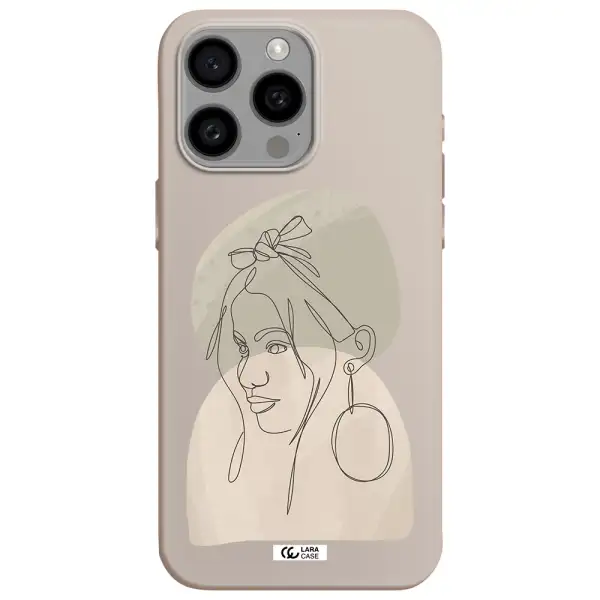 Abstract Female Face Line Art Apple Iphone 15 Pro max Silicone Stone Case