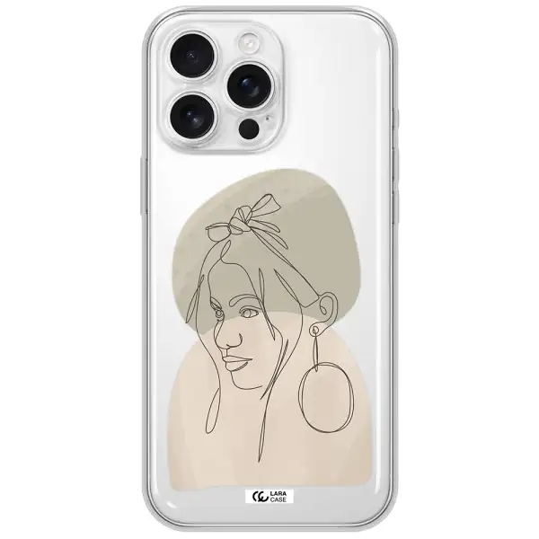 Abstract Female Face Line Art Apple Iphone 16 Pro Max Clear Tpu Case
