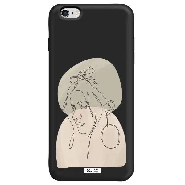 Abstract Female Face Line Art Apple iPhone 6 plus Silicone black Case