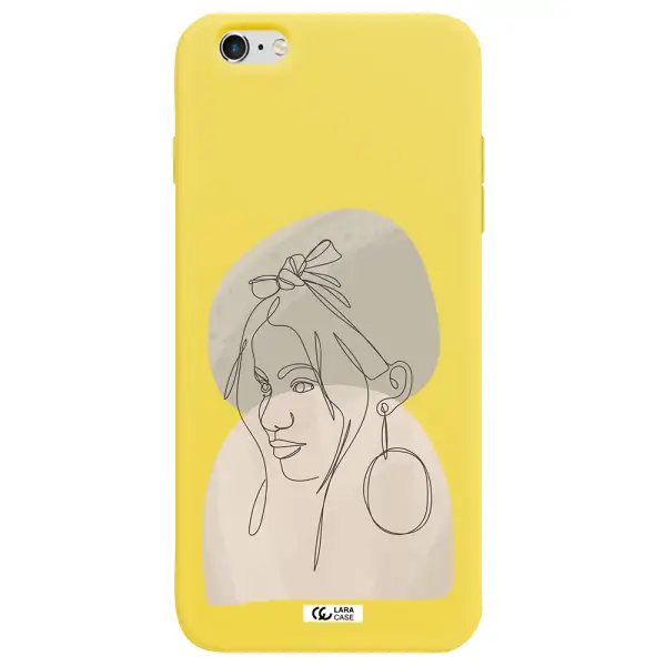 Abstract Female Face Line Art Apple iPhone 6 plus Silicone canary yellow Case