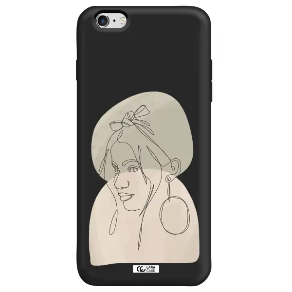 Abstract Female Face Line Art Apple iPhone 6 s plus Silicone black Case