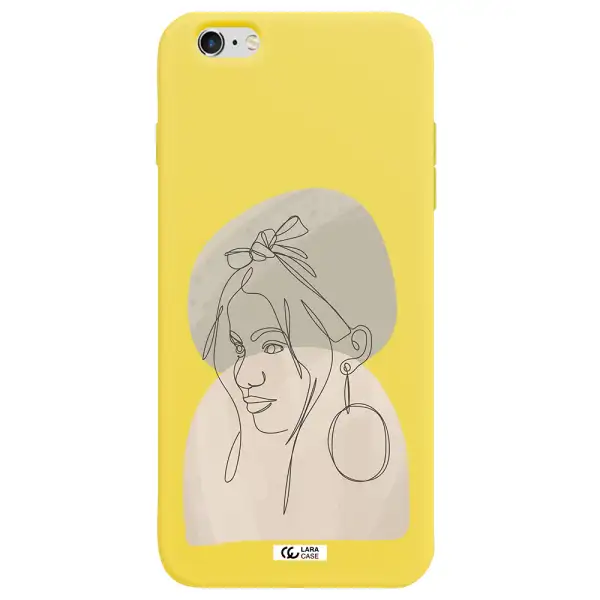 Abstract Female Face Line Art Apple iPhone 6 s plus Silicone canary yellow Case