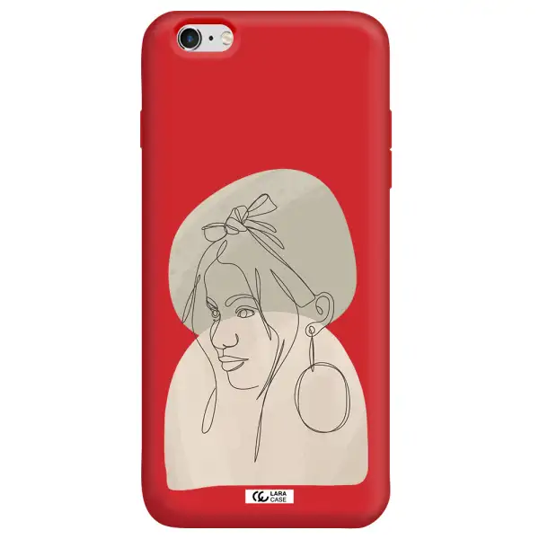 Abstract Female Face Line Art Apple iPhone 6 s plus Silicone Imperial Red Case
