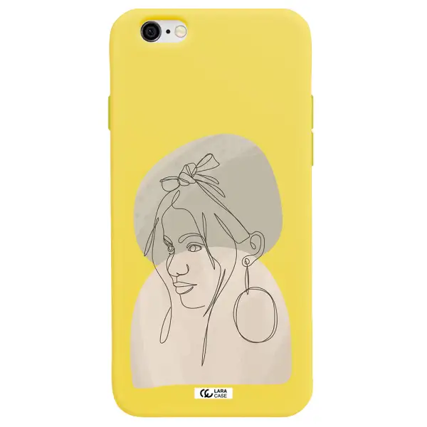 Abstract Female Face Line Art Apple iPhone 6 Silicone canary yellow Case