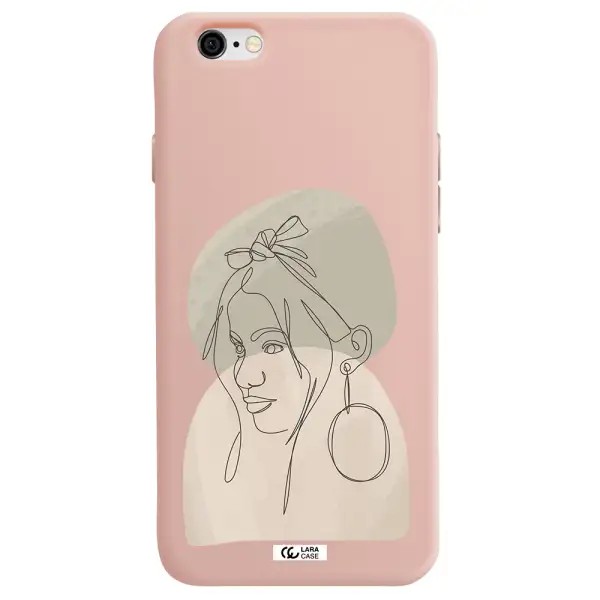 Abstract Female Face Line Art Apple iPhone 6 Silicone pastel pink Case