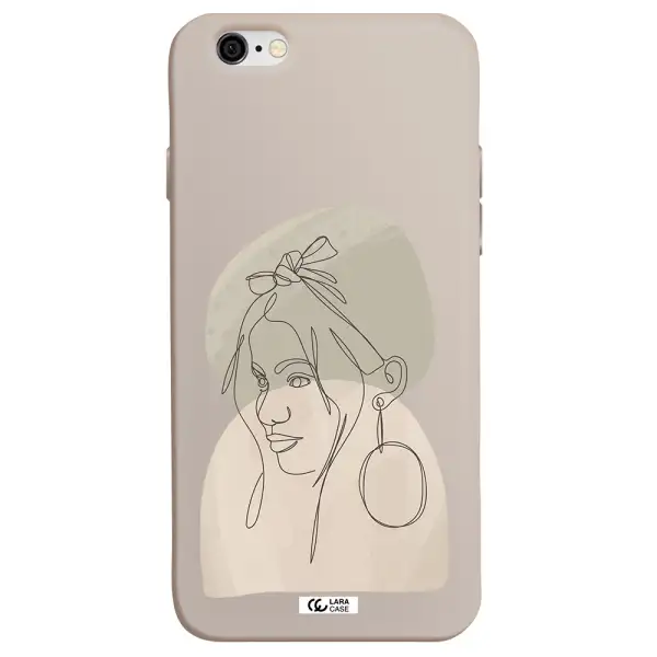 Abstract Female Face Line Art Apple iPhone 6 Silicone Stone Case