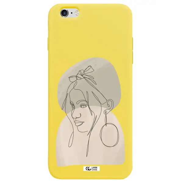 Abstract Female Face Line Art Apple iPhone 6S Silicone canary yellow Case
