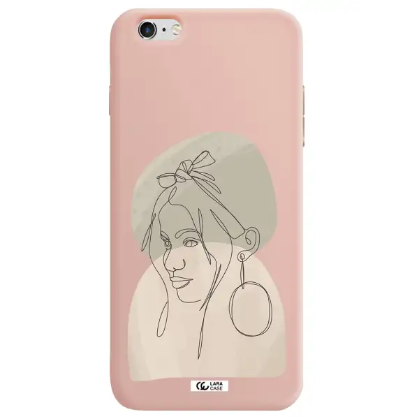 Abstract Female Face Line Art Apple iPhone 6S Silicone pastel pink Case