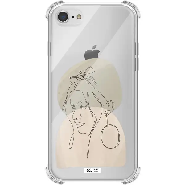 Abstract Female Face Line Art Apple iPhone 7 Clear PC Case