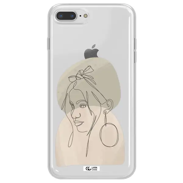 Abstract Female Face Line Art Apple iPhone 7 plus Clear TPU Case
