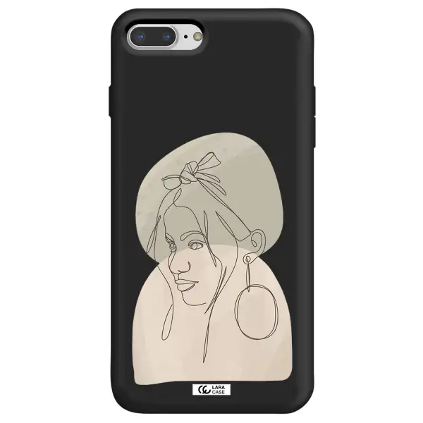 Abstract Female Face Line Art Apple iPhone 7 plus Silicone black Case