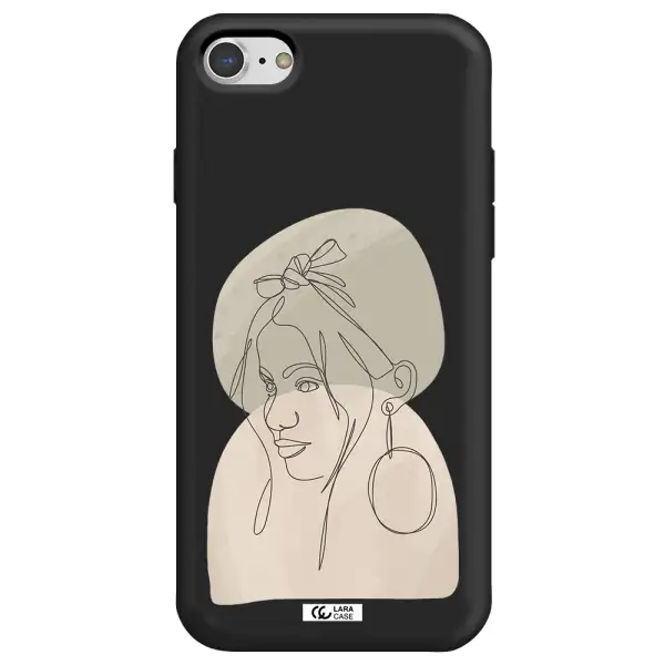 Abstract Female Face Line Art Apple iPhone 7 Silicone black Case