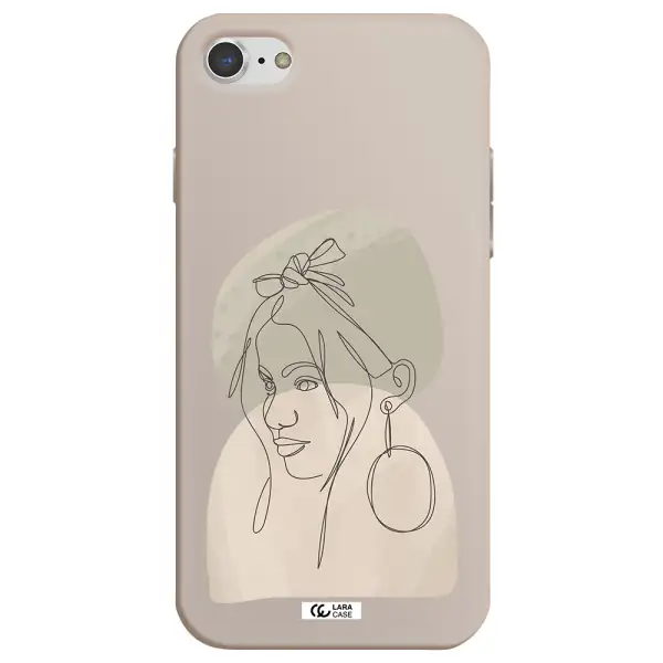Abstract Female Face Line Art Apple iPhone 7 Silicone Stone Case