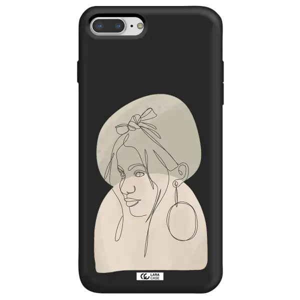 Abstract Female Face Line Art Apple iPhone 8 plus Silicone black Case